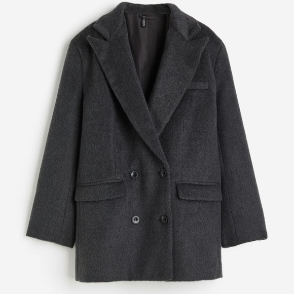 H&M Divided Oversized Double Breasted Gray Blazer SZ M NEW - Picture 4 of 5